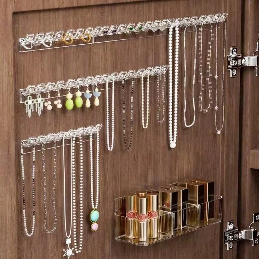 3 Pieces8-Hole Wall-Mounted Jewelry Organizer, With Necklace, Bracelet, And Earring Hooks - Tangle-Free Display Stand, Jewelry Tower - Multicolor - View 1