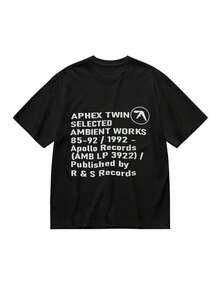 Merchandise de Aphex Twin Ambient Works - Camiseta clásica de música retro IDM de los 90 con la lista de canciones del álbum notable (Selected Works '92-'97), material duradero, camiseta unisex de cor - Negro - Ver 1