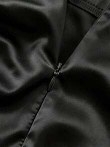 Falda asimétrica con diseño plisado de unicolor para mujer - Negro - Ver 5