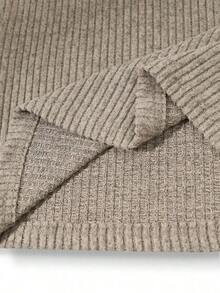 Elegante camiseta de punto de cuello redondo, top de punto minimalista de moda, otoño/invierno - Gris Claro - Ver 3