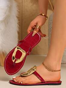 Women's New Arrival Hollow-Out Comfortable Flat Beach Sandals - Red - View 6