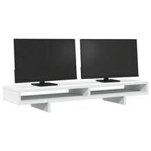 vidaXL Supporto per Monitor Bianco 100x27x15 cm Legno Massello di Pino - Multicolore - Visualizzare 9