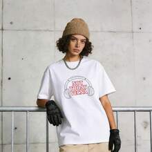 Women's Summer Clothing, Casual Soft Cotton T-Shirt With Round Neck, "Not Today Vecna" Letter Print. Black. - 白色 - 查看 1