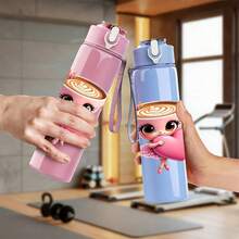 1/5 pièces Bouteille d'eau 750ml avec imprimé de ballerine mignonne et cordon - Bouteille d'eau de sport étanche, design de tasse à café en forme de cœur rose avec ballerine. Cadeau parfait pour les amateurs de café, les passionnés de ballerine. Convient pour l'eau, le jus ou le café, idéal pour l'école, la salle de sport, les activités de plein air et l'utilisation quotidienne. - Tasse rose multicolore - Voir 2