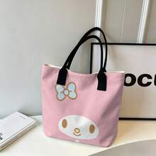 Miniso Sanrio My Melody 简约帆布手提包，粉色单肩包，日常使用 - 粉色 - 查看 5