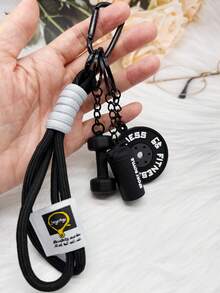 Unisex DIY Fitness Barbell Keychain Pendant, Creative Gym Bag Charm, Couples Keyring - Sporty Keychain - View 3
