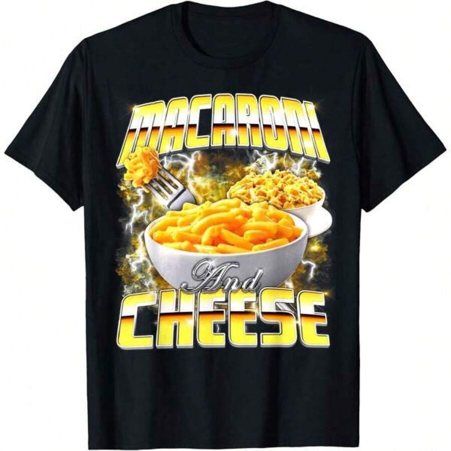 Camiseta versátil 2026Macaroni And Cheese Meme Bootleg Rap Style 90s Vintage Funny Men's Summer Casual T-Shirt, Comfortable - Breathable, Soft, Slightly Stretching, Street Hip Hop Style T-Shirt 100% Cotton All-Season Wear Individuality Unisex Top 220g,Camisetas para hombre, camisetas para mujer, estampados de anime, ropa imprescindible para apoyar el Mundial, camisetas gráficas para niños, adecuadas para el uso diario, camisetas para hombre, camisetas con temática de verano de 2026 - Negro - Ver 1