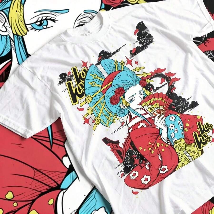 Anime T-Shirt R Manga Tshirt Exclusive Anime T-Shirt For Men And Women Summer Loose Cotton Fashion Short Sleeve Top 220G Pure Cotton Short Sleeve For Men And Women, Thick Fabric, Wrinkle-Resistant And Does Not Deform Easily. Simple And Versatile Style, Lightweight And Breathable, Perfect For Going To Work, Traveling, Camping, Shopping And Everyday Leisure Time. - White - View 1