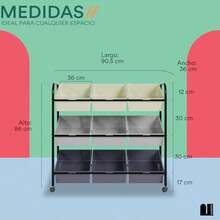 MUBSON Carrito Organizador Multiusos con 9 Compartimientos y Ruedas. Juguetero Organizador. Carrito Auxiliar SOST para Alacena, Baño, Recámara, Oficina. Cajonera. Gavetas Organizadoras Gris - Gris - Ver 4