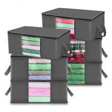 Bolsa de Almacenamiento de Ropa Plegable de 1/3/6 Piezas, Bolsa de Almacenamiento de Mantas de Gran Capacidad, Contenedores de Almacenamiento para Organizar la Ropa del Dormitorio en el Hogar - 3 unidades de 35 litros - Ver 11