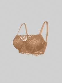 Wireless Black Lace Bra, Supportive & Comfortable, Thin Sheer Mesh, Sexy & Alluring For Women - Apricot - View 6