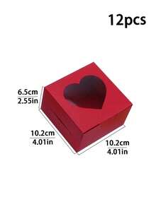 12pcs/24pcs Heart Window Bread Box Red Cookie Box Small Snack Box Pastry Box Suitable For Chocolate Strawberry Macaron Cupcake Candy Donut - View 13