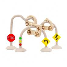 Silikon Baby Frühförderung Schiebe- und Ziehspielzeug, kleines Auto Verkehrserkennung Spielzeug, Hochstuhl Saugnapf Spielzeug, Lernspielzeug, Weihnachts- Halloween- Thanksgiving Geschenk - Verschiedenfarbig - Übersicht 11