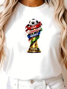 World Cup 2026 Shirt USA Canada Mexico Soccer Trophy T Shirt Footbal World Cup Authorization High Quality T Shirt for Women Men Summer Casual Short Sleeve Printed Pattern Tee Daily Home Fitness Outdoor Sports Beach Vacation Wear Breathabl - Blanco - Ver 6