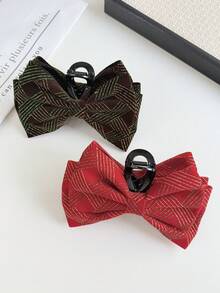 1 pièce Pince à cheveux élégante et douce en velours noir avec nœud orné de strass. Convient pour les tenues et coiffures quotidiennes. Pince à cheveux, accessoire de cheveux, accessoire scolaire, accessoire de cheveux pour femmes pour les vacances, tenues d'été - Noir - Voir 7