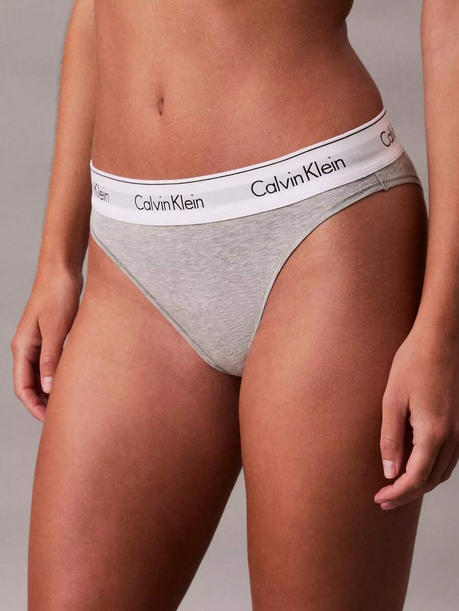 Calvin Klein Icon Cotton Modal Tanga QF8524 - Xám Heather - Xem 1