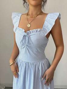 Women Midi Dresses - 藍白 - 查看 2