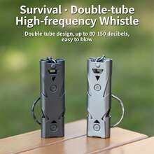 Dual-Tube Stainless Steel High-Frequency Emergency Whistle, High Decibel Whistle Suitable For Outdoor, Earthquake And Other Emergency Situations - A - View 2