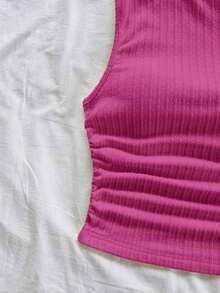 Top de mujer de color amarillo claro con tirantes asimétricos y hombros atados, fluido y ajustado, adecuado para fiesta, vacaciones, festival de música, estilo bohemio, cita de vacaciones, té de la tarde - Rosa Fucsia - Ver 7