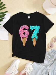 Sparklyn Camiseta gráfica de manga corta y cuello redondo negra para niña preadolescente, camiseta gráfica informal, cómoda y de moda minimalista, versátil, con estampado de dibujos animados, creativos, divertidos, de celebridades, anime y estilo Kpop100% Cotton - Negro 6 - Ver 6