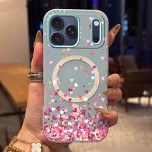 Funda para teléfono: Funda protectora con corazones dispersos, nuevo estilo dulce y genial, elegante y atrevida, funda magnética de gelatina con diseño navideño de dibujos animados 2 en 1, compatible con la serie  17.Adecuado para varios modelos de  17, 16, 15, 14, 13, 12, 11, Plus, Air, Pro Max - Amarillo - Ver 8