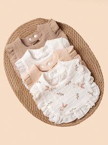 4pcs Baby Floral Bibs, Cotton Gauze Printed, Unisex For Baby Boys And Girls, Spring/Summer Newborn Gift - Multicolor - View 3