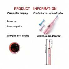AXH. Electric Toothbrush Set, Automatic Adult Couples Model, Suitable For Home Or Travel Use, Random Brush Head Color, Battery Operated - Pink - View 9