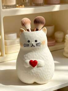1Pc Heart Cat Resin Vase - 3D Cartoon Pet Shape Flower Vase For Living Room, Valentine's Day Birthday Housewarming Gift | Home Decor, Room Decor, Boho Decor, Desk Decor, Cute Collectible, Unique Gift, Table Centerpiece, Housewarming Gift - New Model - View 2