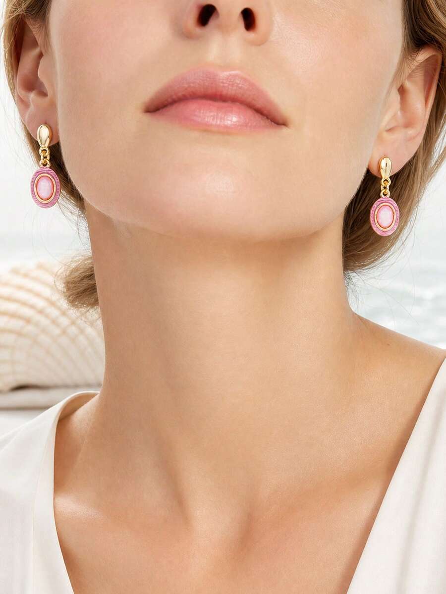 Cring Coco 1pair Fashion Boho Nautical Geometric Drop Earrings For Woman Accessories New Golden Earrings For Daily Party Prom Vacation Music Festival Mother's Day Jewelry Gift - Geometry - View 1