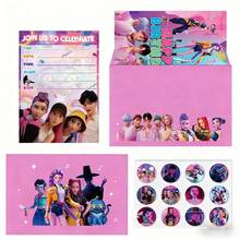 12张/套 女团主题生日邀请卡 | 韩式热门生日派对纪念品、主题派对用品、创意邀请卡、实惠礼物 - 彩色 - 查看 6