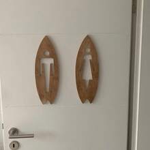 2 Peças Placa de Porta de Banheiro/Banheiro em Formato de Prancha de Surfe de Design Plano 2D Elegante, Feita de Madeira, Adequada para Casa, Loja, Clube, Café e Outros Locais - 2 - Visão 6