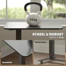 Height-Adjustable Standing Desk Including 4 Casters, C-Shape, 65 Cm X 48 Cm X 70-110 Cm, Black - Black - View 8