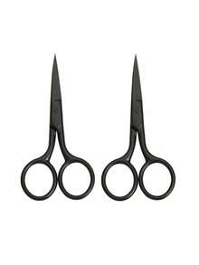 2pcs/1pc Black Sharp Beauty Scissors, Stainless Steel Pointed Eyebrow Trimming Scissors, Facial Hair, Eyebrow, Nose Hair, Beard Trimming, Mini Portable, Beauty Tool, Travel, Bedroom, Vanity, Gift For Friends - Black - View 11