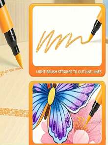 24/48 Colors Dual-Tip Glitter Pens - Fine Point, Suitable For Scrapbooking, Card Making, Journals. 24 Colors Dual-Tip Glitter Marker Set For Students, Artists And Crafters - A - View 7