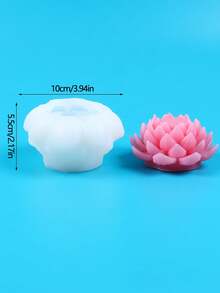 1个3D莲花蜡烛模具，用于蜡烛制作材料，花朵硅胶模具，香薰蜡烛，肥皂制作，DIY，石膏香薰蜡烛，家居装饰，花朵硅胶模具，适用于树脂，环氧树脂，水泥，石膏 - 白色 - 查看 2