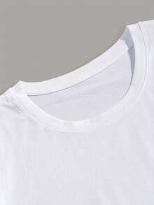 Camiseta Casual de Hombre, Cuello Redondo Casual, Estampado con Letras del Club Náutico Saint-Tropez, Estilo Vacacional Francés de Lujo Ligero, Tejido de Poliéster, Ligero Elástico, Manga Corta, Corte Regular, Top de Exterior de Temporada, Ropa Casual y de Ocio - Blanco - Ver 6