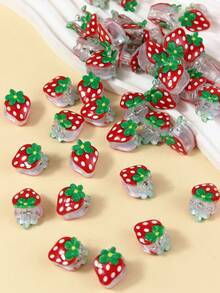 30 piezas de Lindos Clips de Cabello en Forma de Fresa, Accesorios de Cabello Delicados Adecuados para Adorables Pinzas de Cabello Pequeñas - Rojo - Ver 3