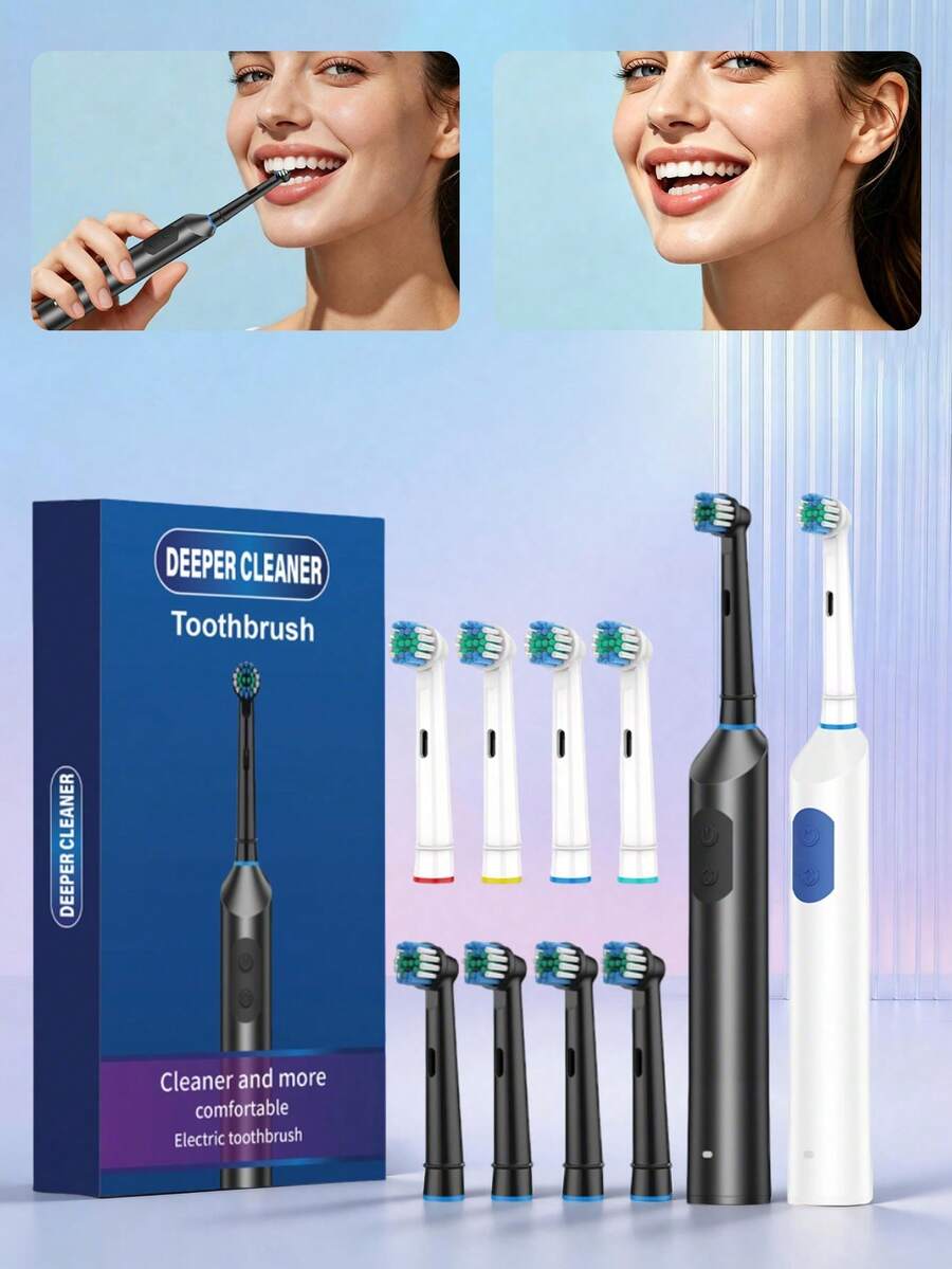 SKYWORTH 可充電電動牙刷，IPX7 防水，軟毛刷頭，護齦，五種模式，美白牙齒，成人口腔護理，旅行必備，黑色與白色可選，適合作為禮物或節日贈禮
