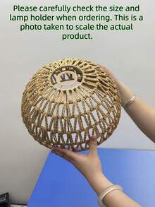 1pc Japanese Wabi-Sabi Style Rattan Pendant Light, Handwoven Oval Lamp Shade, Natural Wood Tone Dining Room/Bedroom Ambient Lighting, Multifunctional Use, Creative Party Gift - Semicircle - View 15