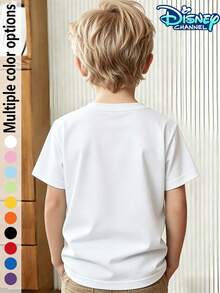Disney Camiseta de cuello redondo para niño, estilo informal, de punto de algodón transpirable y agradable para la piel, de manga corta para salidas de verano, con personajes de cara sonriente de Interlocking bricks y el colorido número 67, estampado de salpicaduras de grafitis, ideal para usar en la escuela todos los días, cómoda camiseta para paseos de fin de semana y salidas informales después de la escuela. - Blanco - Ver 2