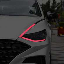 TOMALL 2 Pair Headlight Sidemarker Side Rear View Mirror Vinyl Films Smoke Tint Compatible With Hyundai Sonata 2020-2022 Transmission Amber Edges Delete Stickers Decorations (Red) - ColorG - View 5