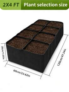 1个8格高架花园种植袋,透气布质种植箱,长方形蔬菜种植容器,适用于土豆、花卉、庭院和阳台园艺 - 種植袋 - 查看 8