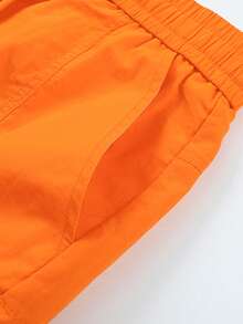 mulinsen Pantalones cortos de hombre de varios bolsillos en color caqui, estilo casual y suelto para deportes al aire libre y senderismo, con cintura elástica y detalles de estilo urbano, para verano - Naranja - Ver 6