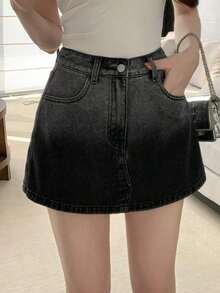 Shorts vaqueros informales con estampado de leopardo para mujer - Negro - Ver 5