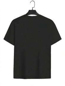 Singer's Printed T-Shirt, Harajuku Style, Neutral, Short Sleeve, Unisex, With Graphics, Plus Size. - Hitam 2 - View 2