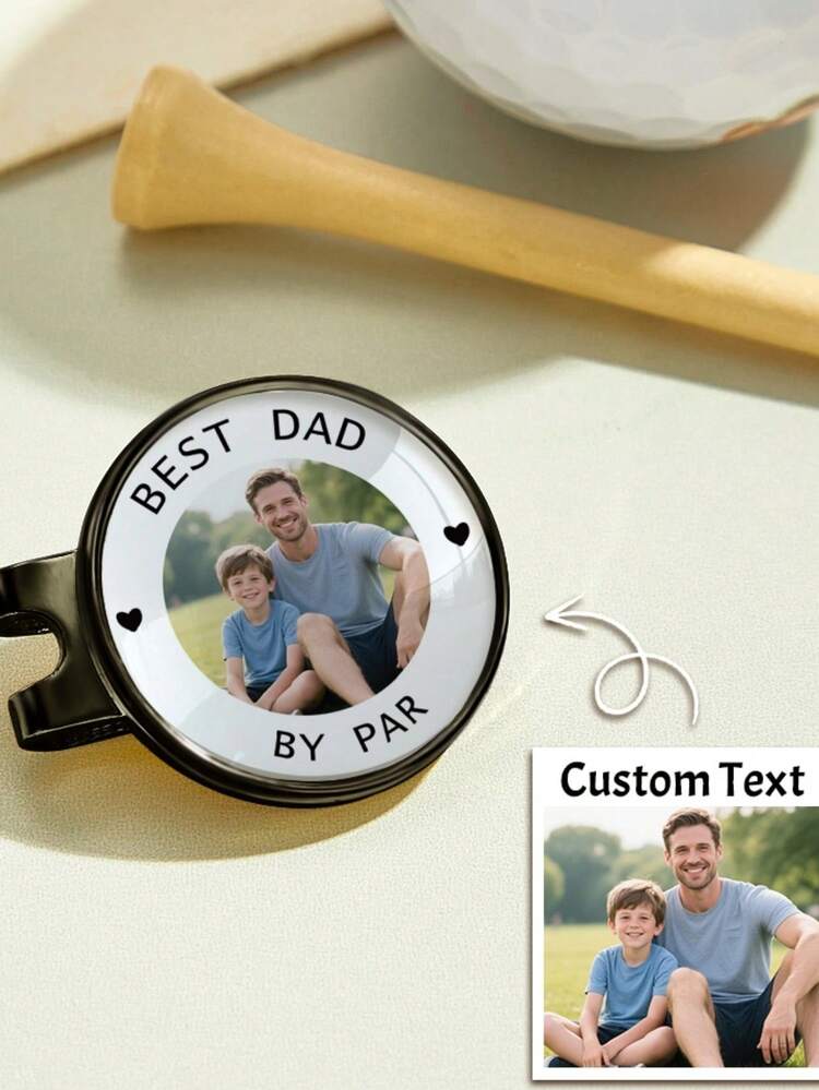 1pc Customizable Photo And Text Golf Ball Marker, Personalized Photo Golf Hat Clip, Custom Image Golf Accessory, Golf Gift For Men, Golf Enthusiast Gift, Best Father's Day Gift, Birthday Gift For Dad, Grandpa, Boyfriend, Husband - Multicolor - View 7