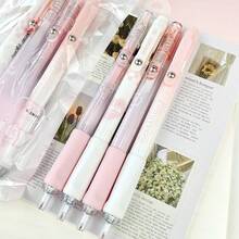 4支装粉色腮红可伸缩中性笔，可爱粉色，适合女孩，0.5毫米黑色墨水，返校必备文具，办公签字笔 - 清甜腮紅系筆 - 查看 2