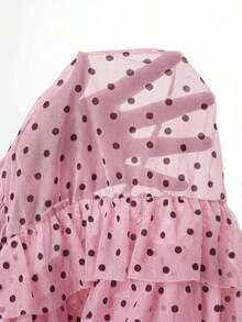 Traje de baño de tankini con cuello de corbata y espalda descubierta con estampado de lunares sexy para mujer, adecuado para la playa y vacaciones - Rosa Pálido - Ver 6