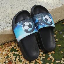 New Kids Football Slippers, Comfortable Soft Bottom Lightweight Slip-On EVA Casual Flat Sandals For Daily Home Wear - Blue - View 10