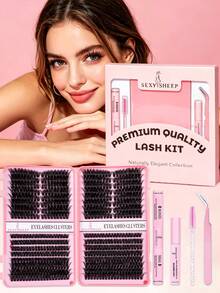 608pcs/Set DIY Eyelash Extension Kit, Soft & Comfortable, Natural DIY, Includes Adhesive, Sealant, Makeup Remover, Tweezers, Brush, 3D Eyelash Extension Set, Convenient For DIY Eyelash Makeup At Home, Makeup Tools, Personal Use - Black - View 9